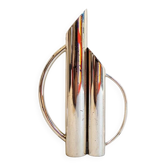 Vase vintage en métal argenté de Gio Ponti, 1970