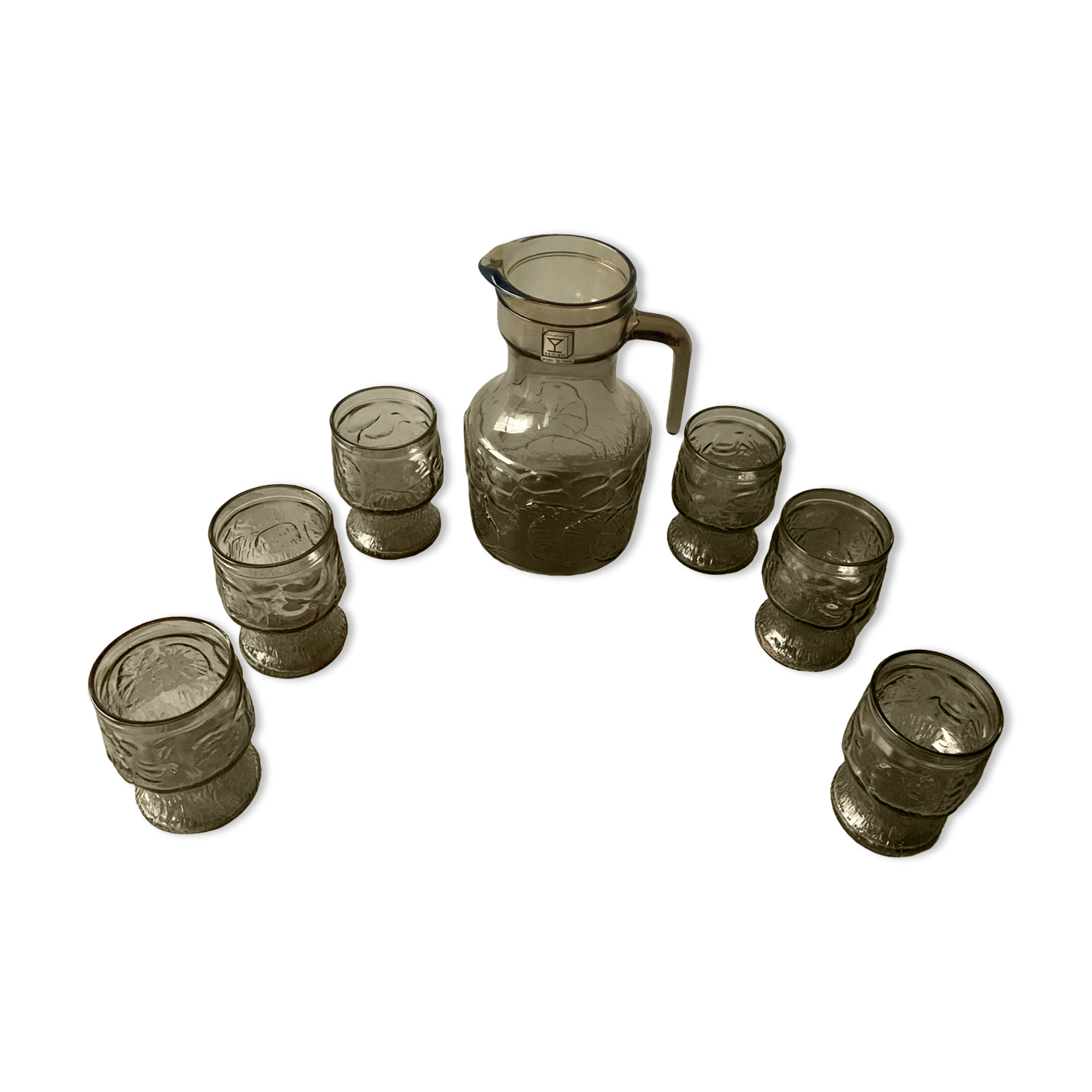 Vintage smoked glass lemonade set - vemam - made in italy