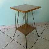 Formica side shelf, 2 shelves, gold metal - 60s