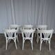 Ensemble de 6 chaises de salle à manger vintage en bois courbé blanc / fauteuil de style Thonet des années 1970