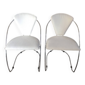 Lot de deux chaises design acier et simili