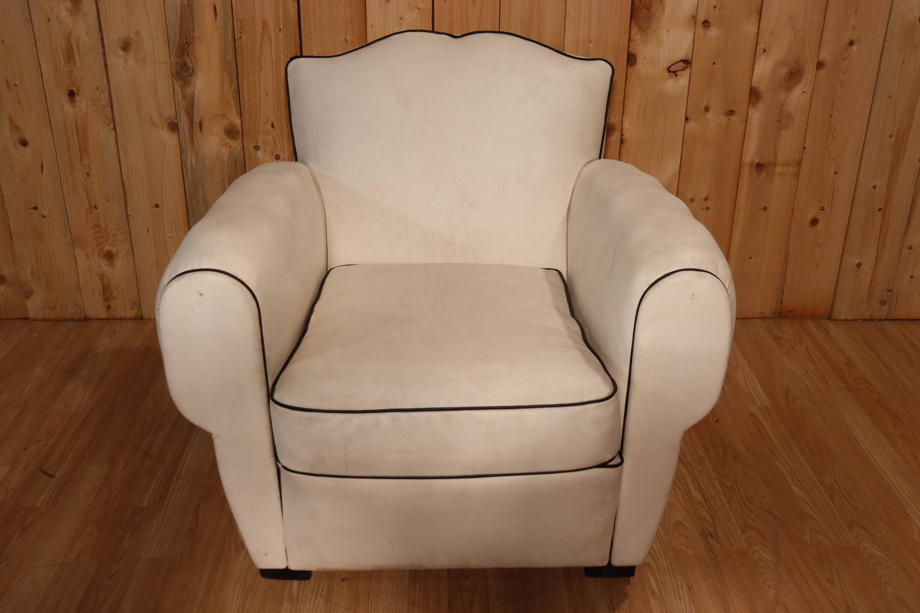 White leather club chair