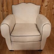 Fauteuil club en cuir blanc