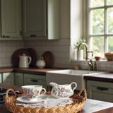 Rustic French Provence Large Round Handled Wicker Tray, France