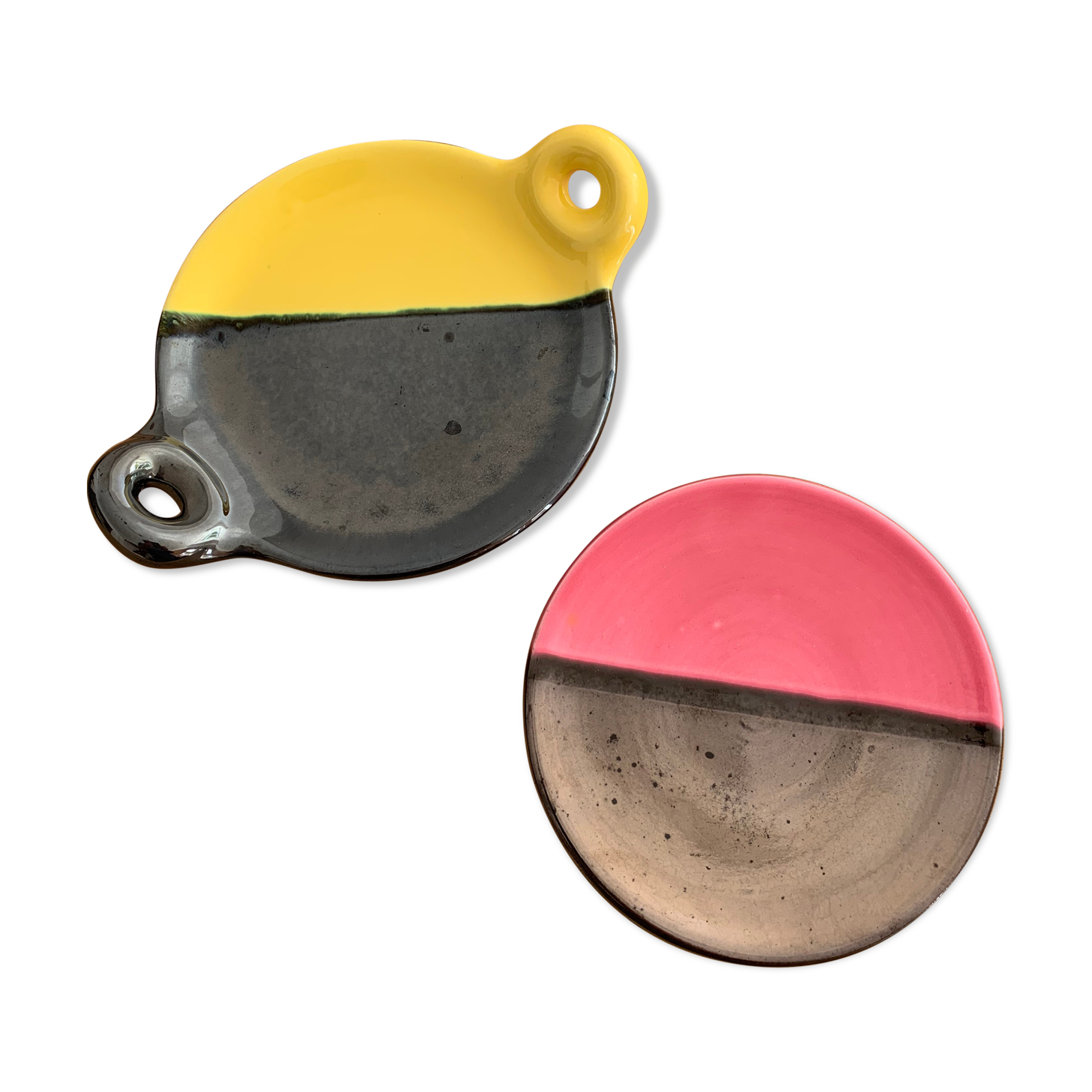 Duo of vintage earthenware cups