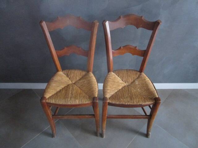 2 old straw chairs