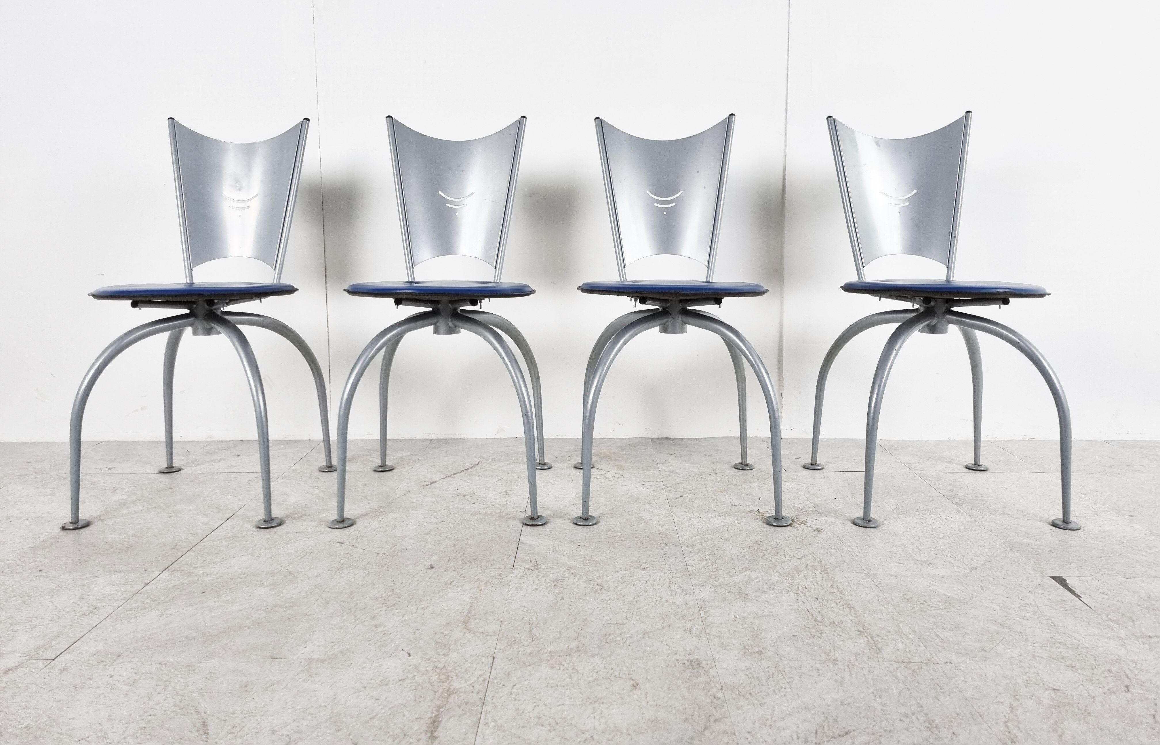 Post modern metal dining chairs, 1990s