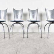 Chaises de salle à manger en métal post-modernes, années 1990