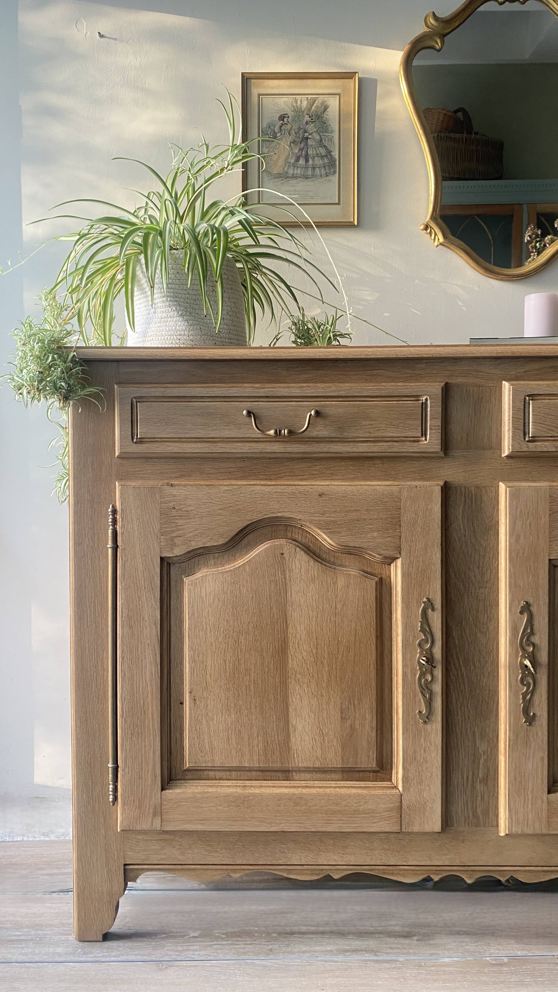 Rustic solid oak sideboard - raw golden honey wood