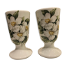 Mazagrans en porcelaine de paris motif fleurs blanches