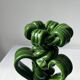 Lot of woven ceramic candle holders in green Vallauris.
