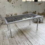 Table basse chrome et carrelage années 50