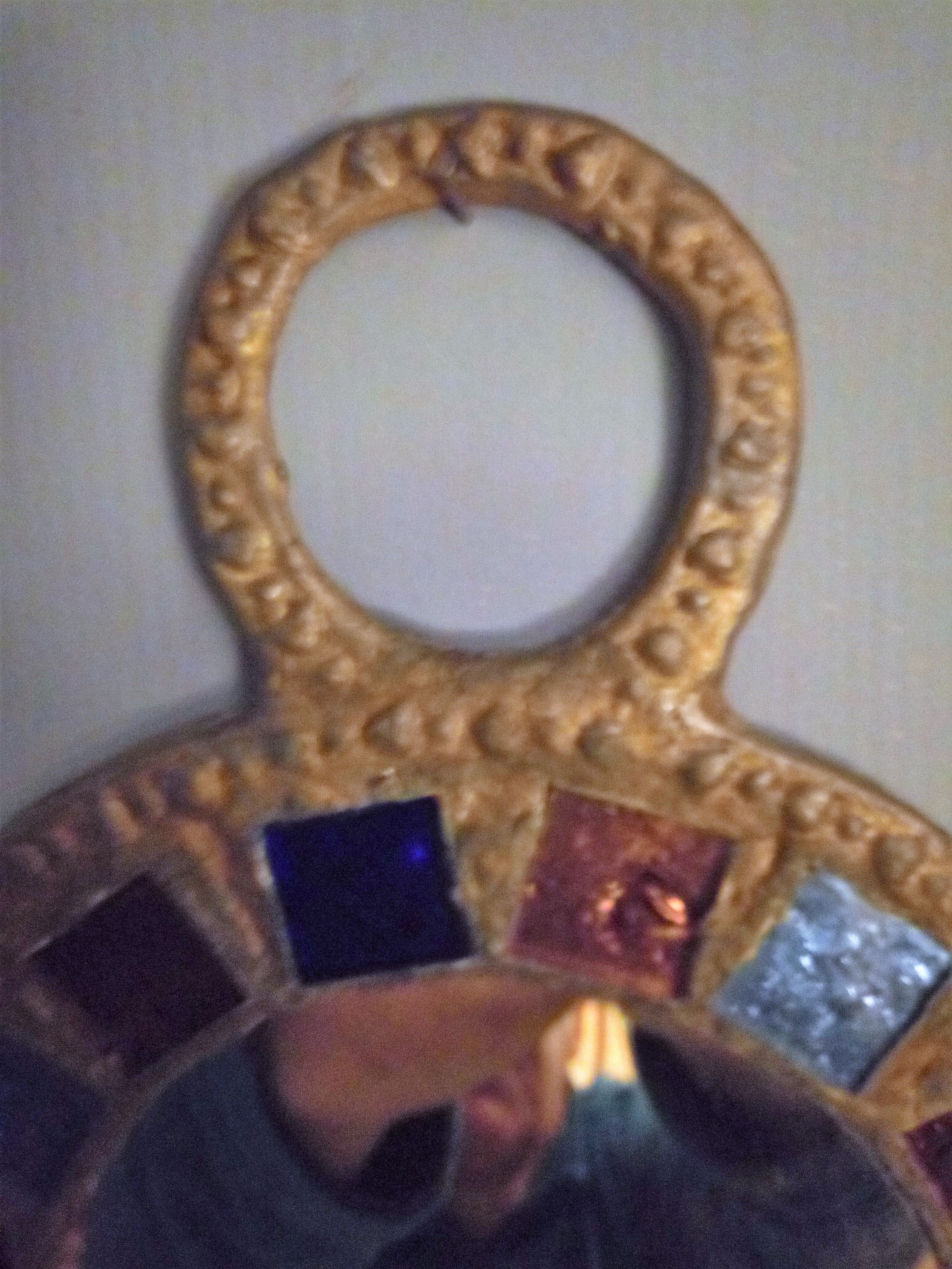 Lead and glass hand mirror
