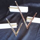 Pair of home wall light Arlus Bronze and opaline