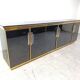 Vintage Black Lacquered and black glass credenza, 1980s