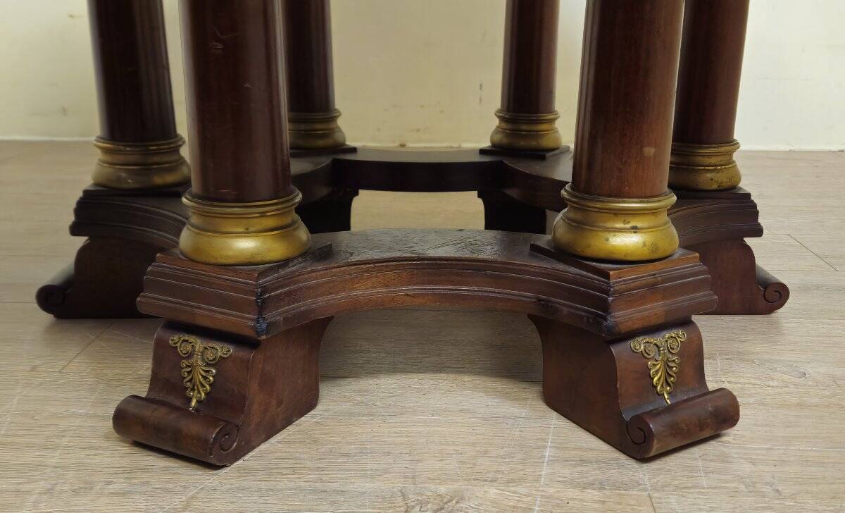 Large extendable round table – column base – Empire period / mahogany