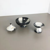 Set of 3 grey ceramic studio pottery vase objects by Otto Keramik, Germany 1980s