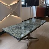 Coffee table in fractal stone, steel resin and inclusions Marie Claude de Fouquières 1970s