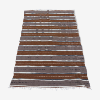 L Handmade Striped Vintage Boho North African Carpet (#2) - Area Rug 238x159