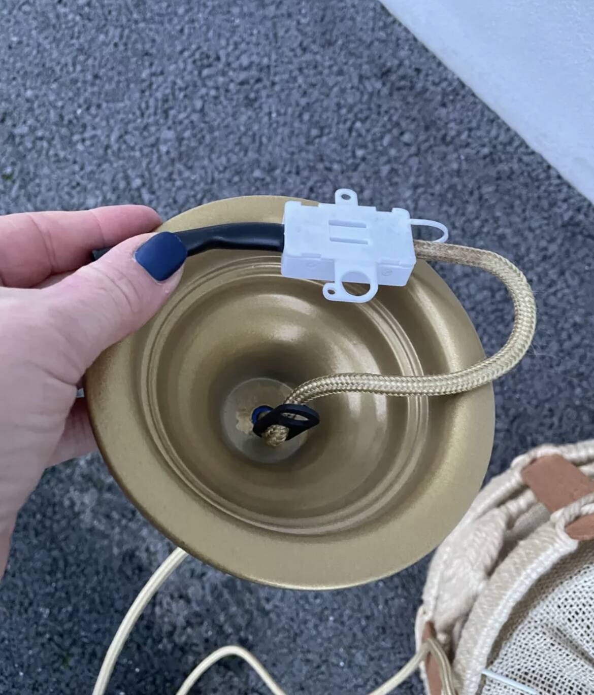 Scandinavian style jute and wood pendant light