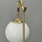 Italian Art Deco Brass Floor Lamp with Glass Globe, 1930s