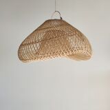 Small rattan lampshade in the shape of a braided hat