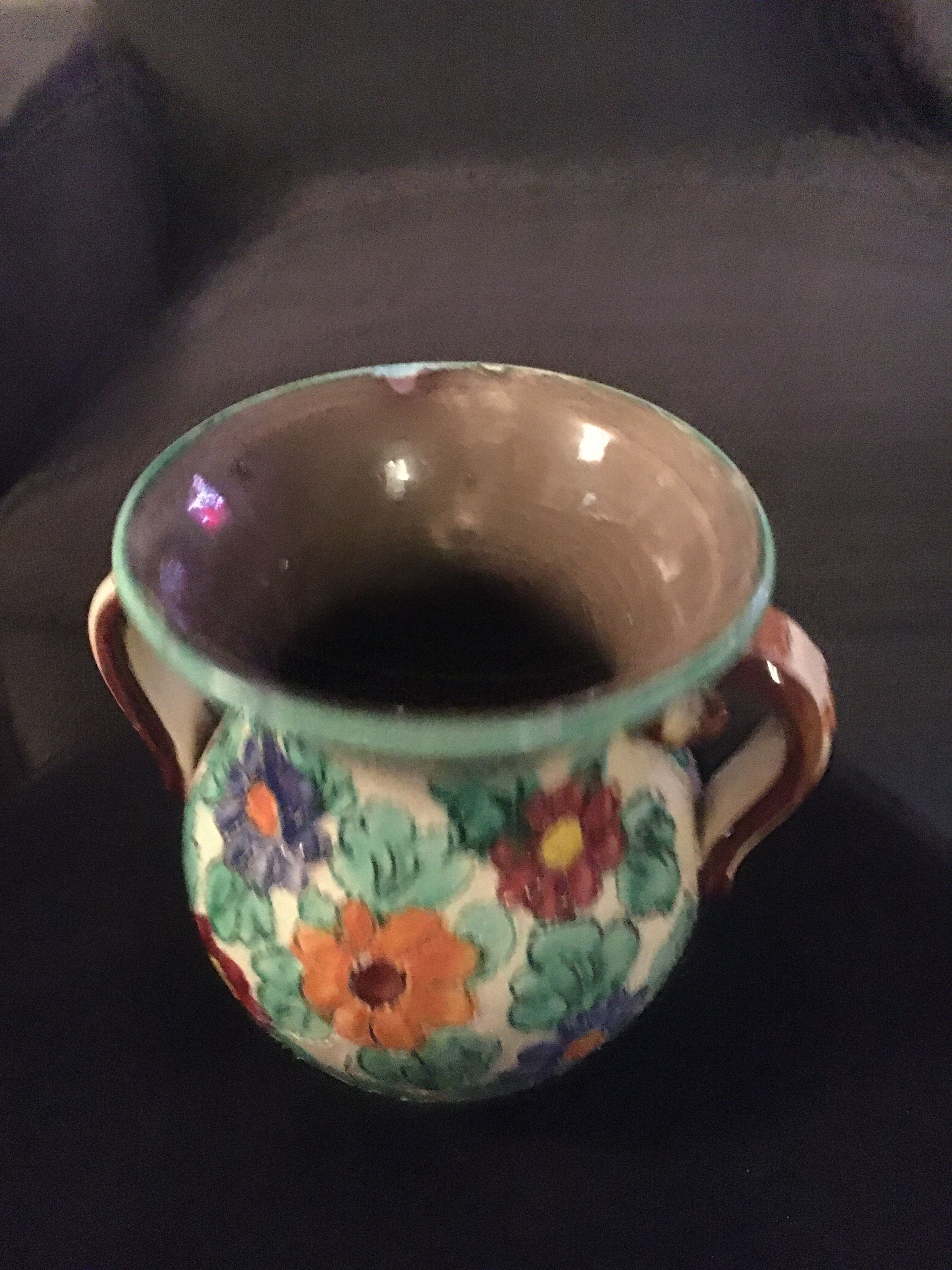 Cracked ceramic vase 1950 by Cerart Monaco