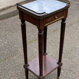 Louis XVI Napoleon III stool from the 19th century, white marble.