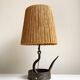Lampe en fer forgé avec abat jour corde naturelle, vintage