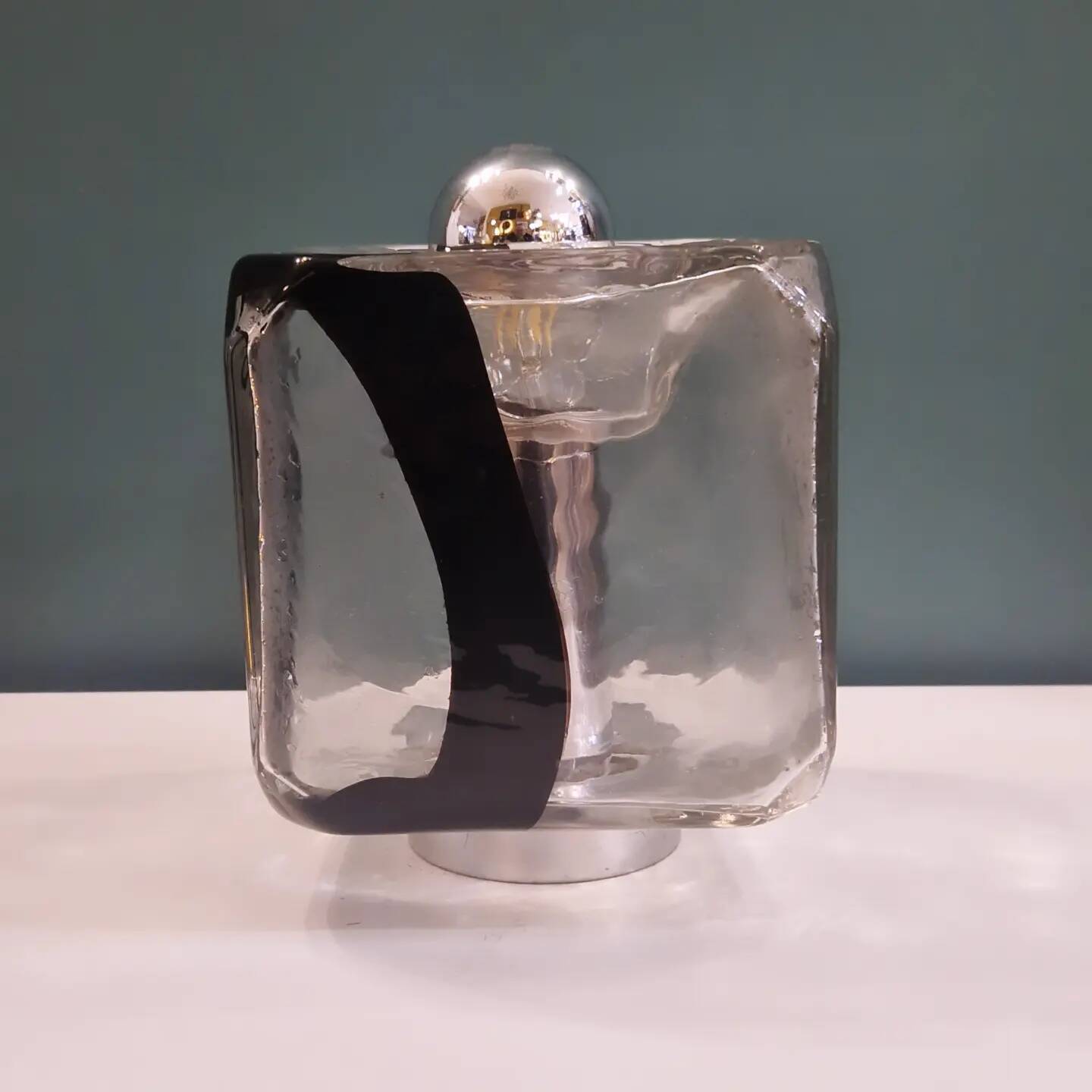 Murano glass and chrome metal table lamp from the 70s Italy