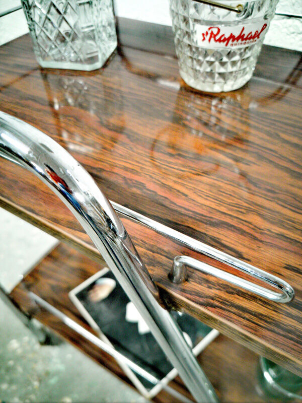 Vintage trolley bar with wheels