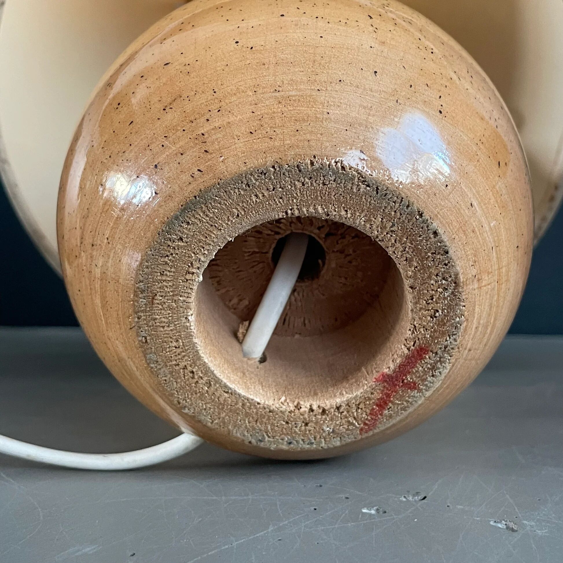 Pair of round base bedside lamps