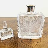 Crystal and 925 silver whisky decanter – Engraved floral decoration