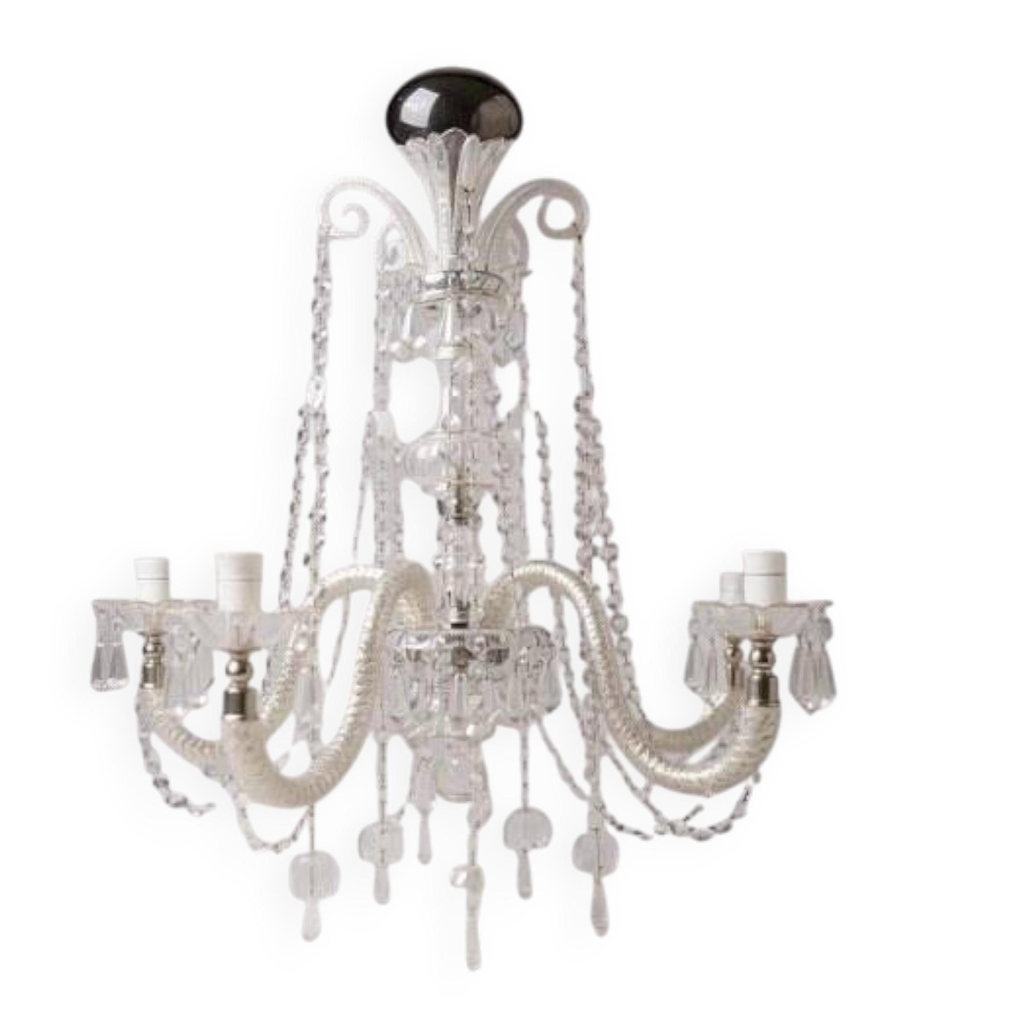 Prism chandelier - Five glass arms - Electric - c. 1890