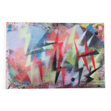 Tableau abstrait art abstrait huile sur toile années 70/80