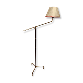 Lampadaire liseuse réglable, laiton années 50