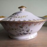 Limoges porcelain soup tureen Mehun sur Yevre Cher flower and gold decoration