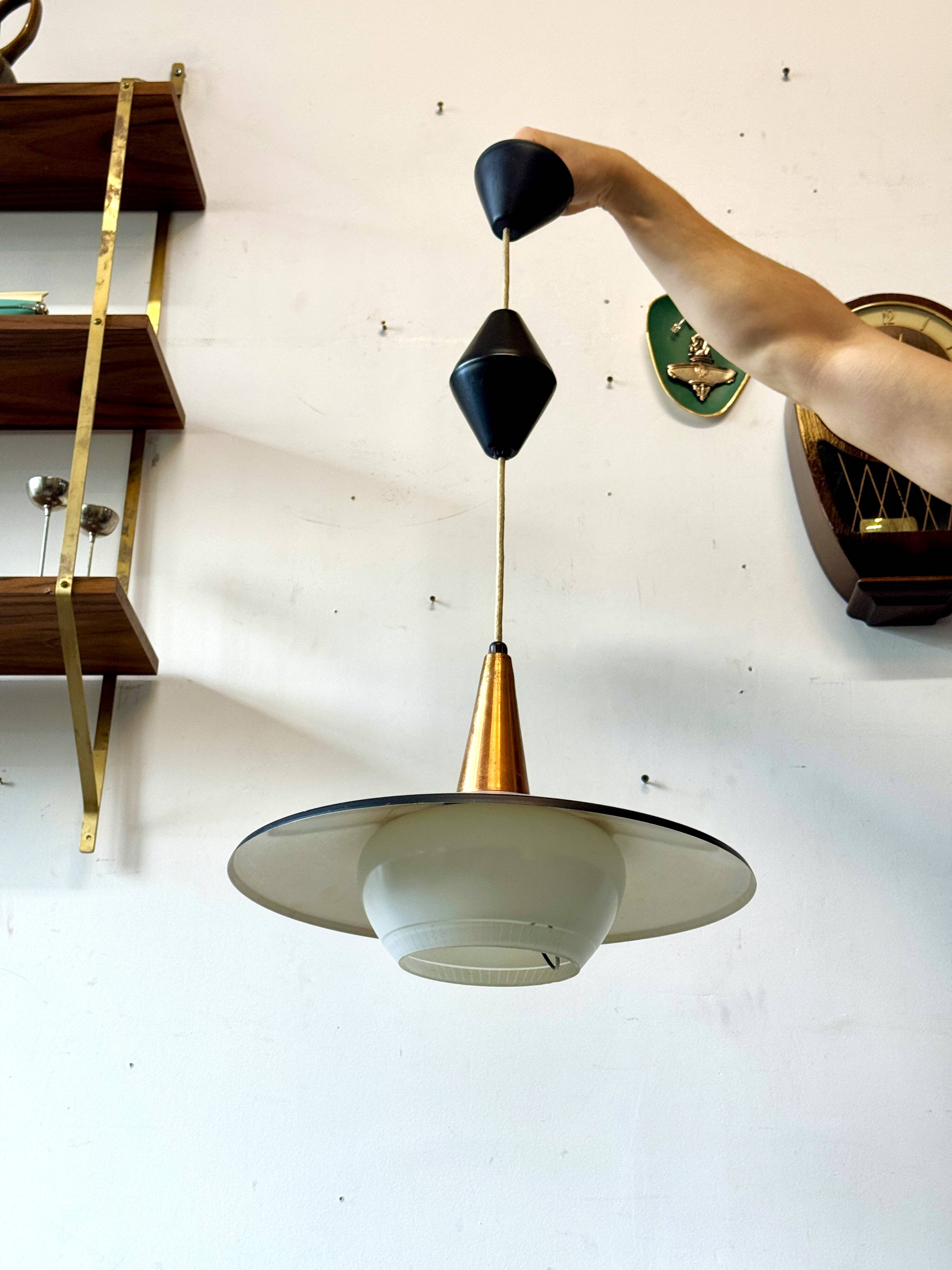 Adjustable Pendant Lamp, Denmark, 1970s, Mid-C, Vintage