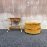 Golden yellow velvet pouf