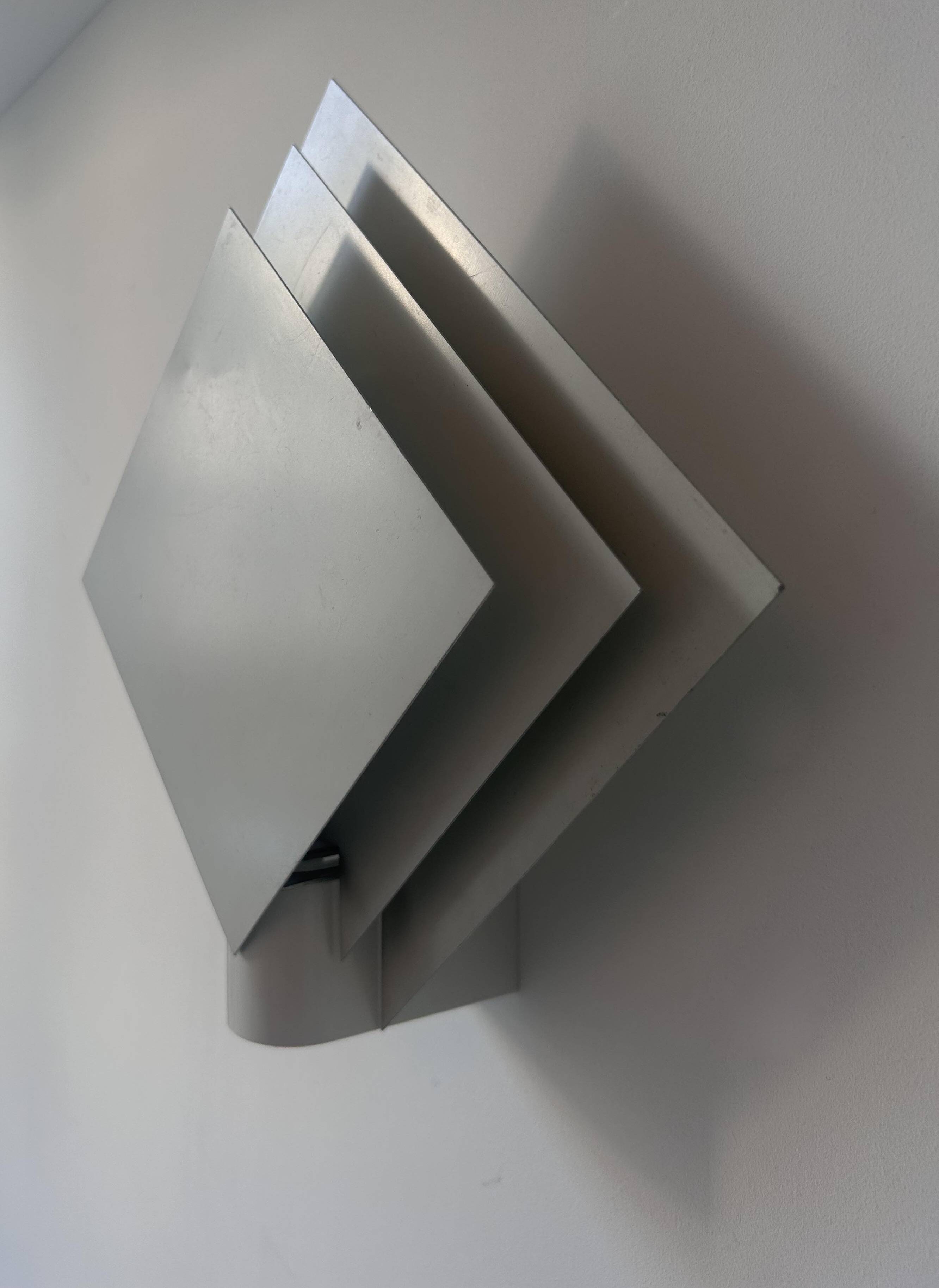 Pair of vintage wall lights, white lacquered metal, Netherlands 1970s