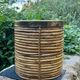 Large rattan basket brass Gabriella Crespi 1960s