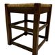 Vintage wooden stool straw seat 60s minimalist design