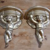 Pair of golden plaster wall selettes