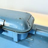 Blue industrial hanging tube light from polam gdansk, 1970s