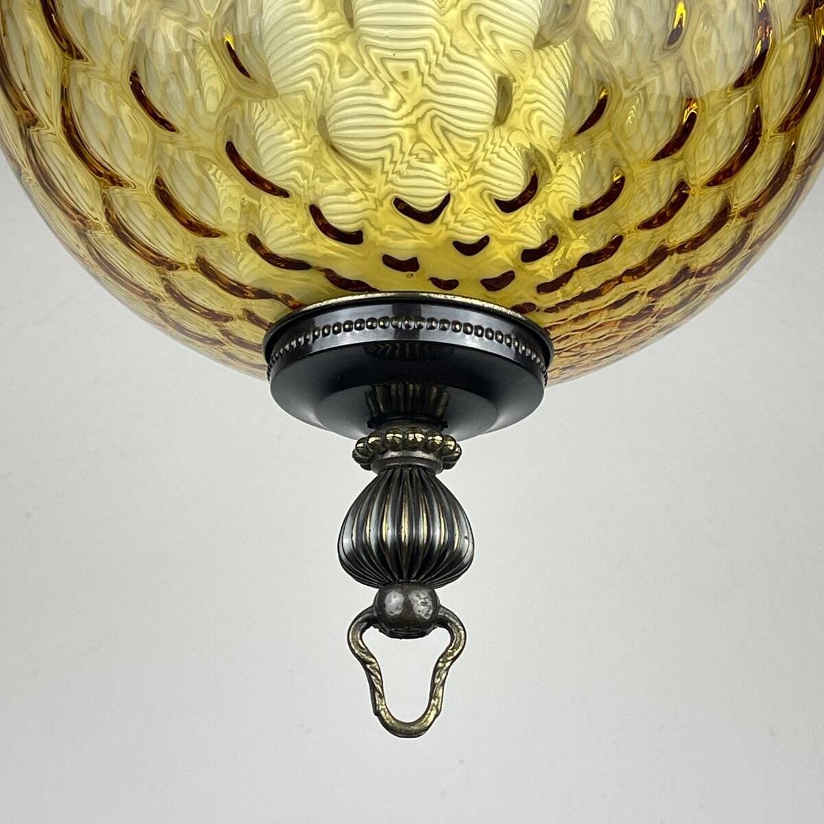 Vintage yellow Murano sphere pendant lamp, Italy, 1970s.