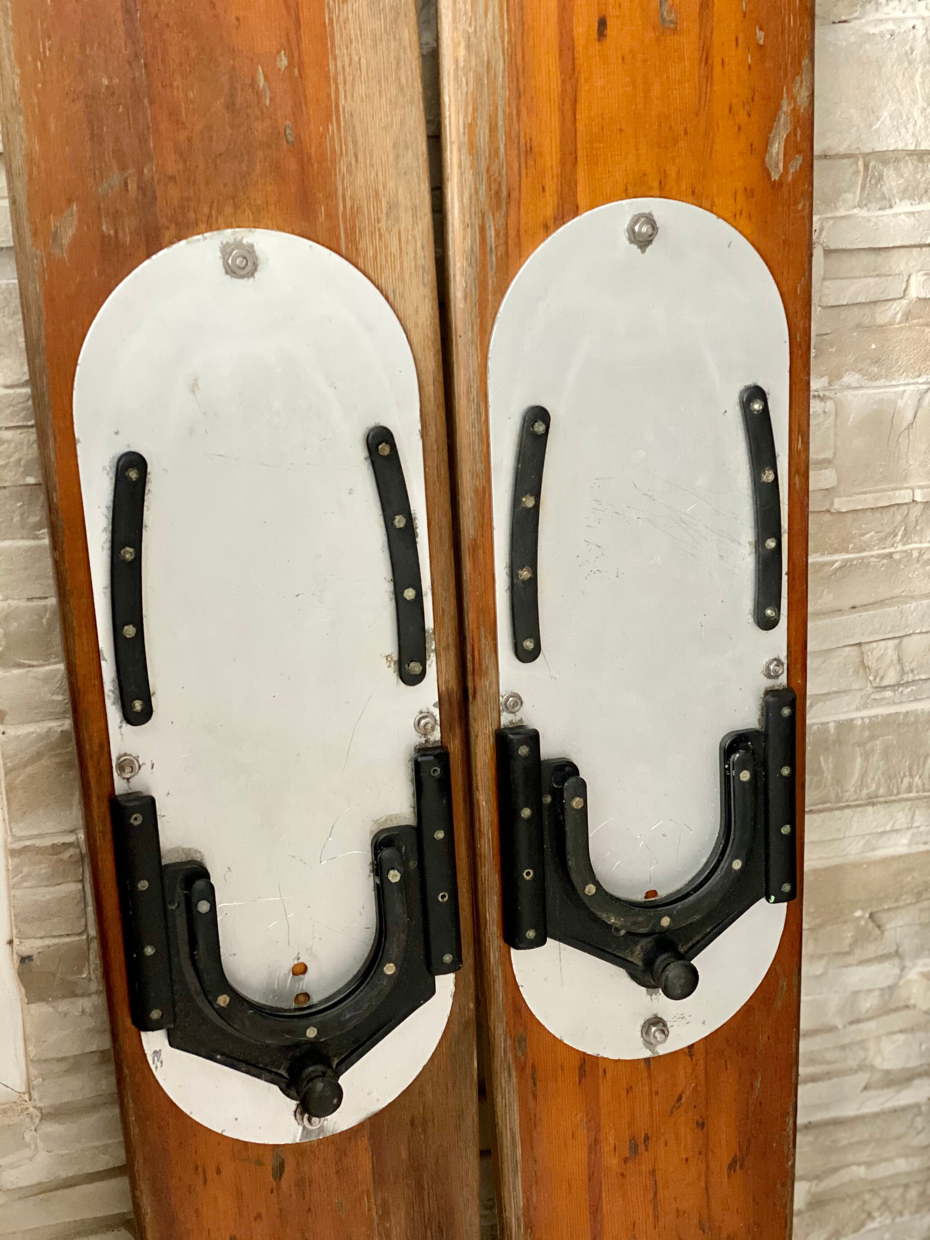 Vintage wooden water ski pair