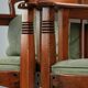 Set of 2 Art Nouveau/Jugendstil dining chairs with suede upholstery