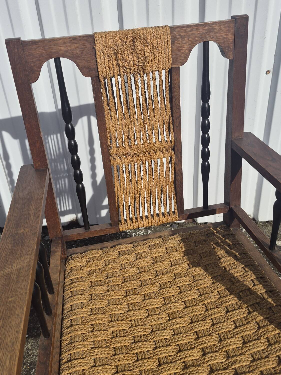 Vintage armchair in braided ropes