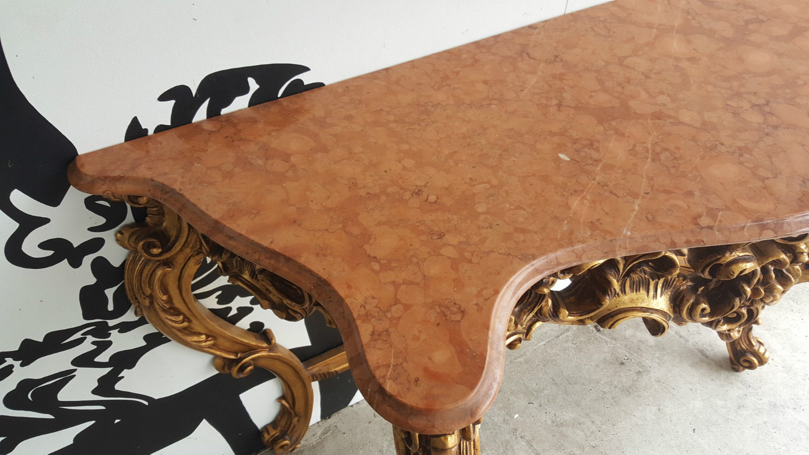 Claude Dalle large console wood dore platter signed marble Romeo