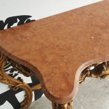 Claude Dalle large console wood dore platter signed marble Romeo